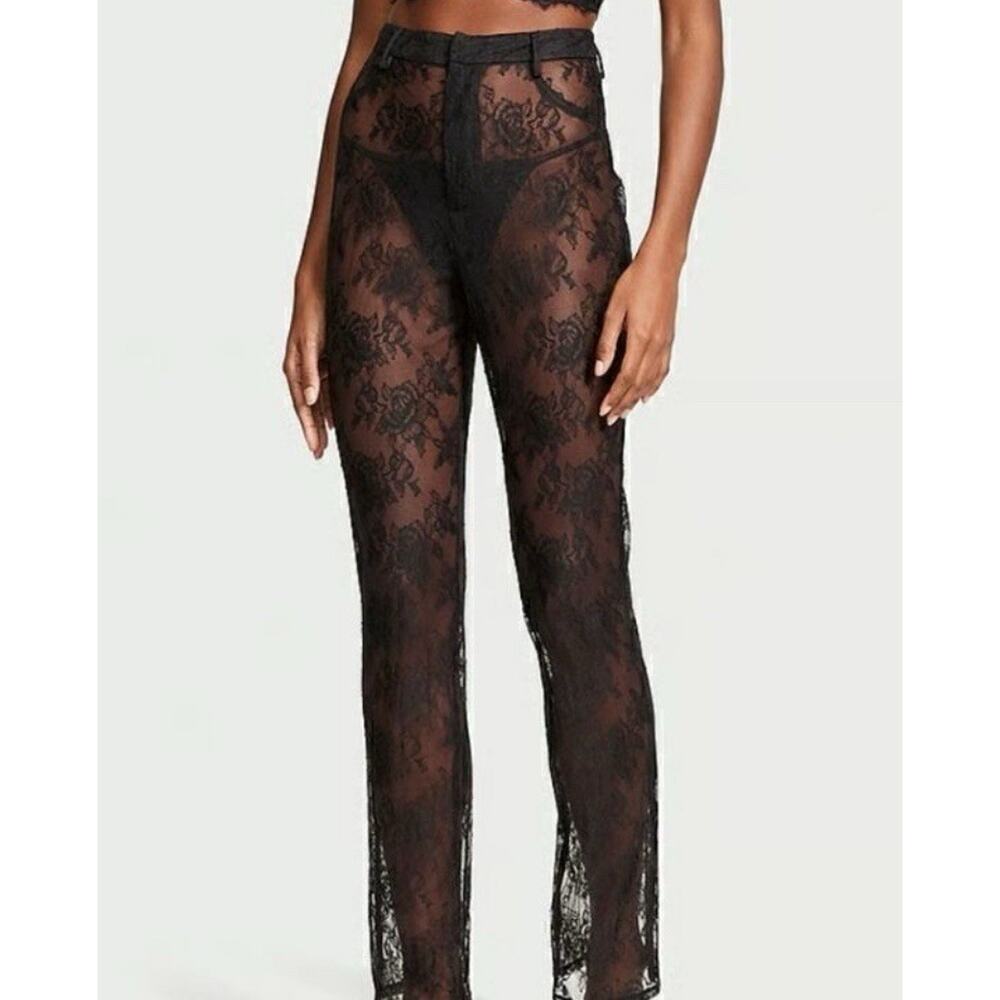 Victorias Secret VS‎ Archives Sheer Black Lace Pants Sleep Beach Summer Resort M